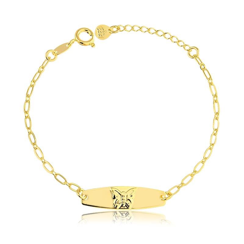 PULSEIRA COM BORBOLETA FOLHEADO A OURO 18K