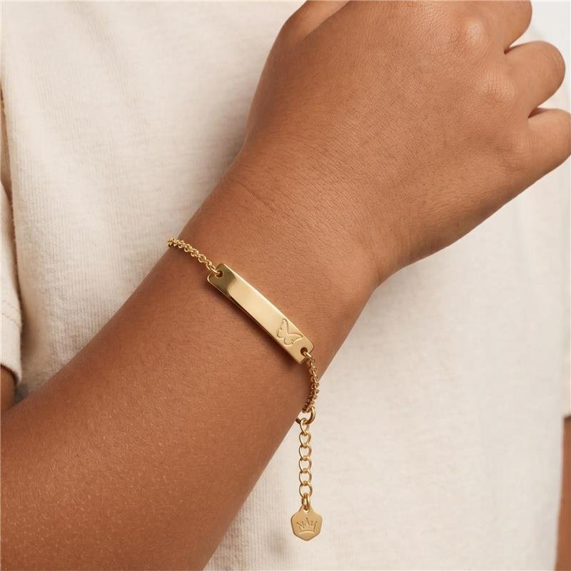 PULSEIRA INFANTIL COM CHAPINHA E CORAÇÃO FOLHEADA A OURO 18K