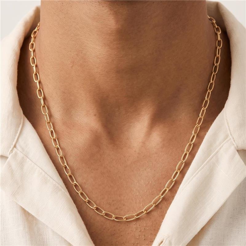 CORRENTE MASCULINA 70CM ELOS FOLHEADA A OURO 18K 
