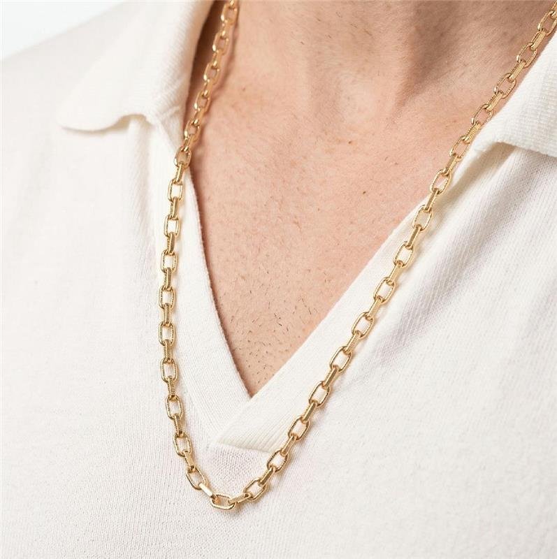 CORRENTE MASCULINA ELOS 70CM FOLHEADA A OURO 18K 