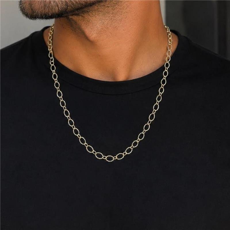 CORRENTE MASCULINA ELOS 70CM FOLHEADA A OURO 18K 
