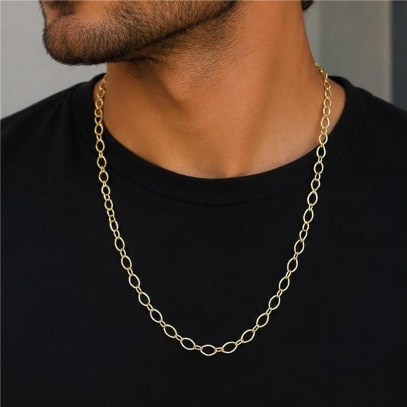 CORRENTE MASCULINA ELOS 70CM FOLHEADA A OURO 18K 