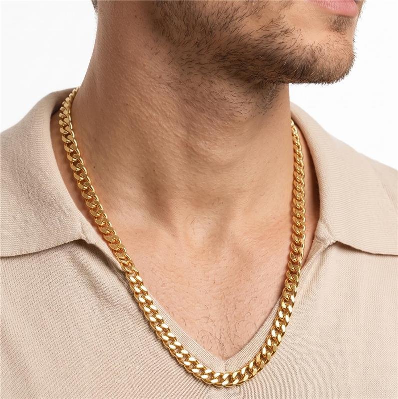 CORRENTE MASCULINA ELOS 60CM FOLHEADA A OURO 18K 
