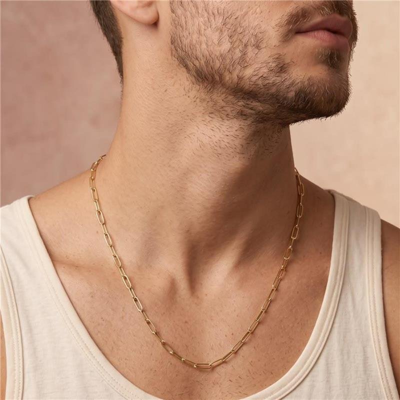 CORRENTE MASCULINA ELOS 70CM FOLHEADA A OURO 18K 