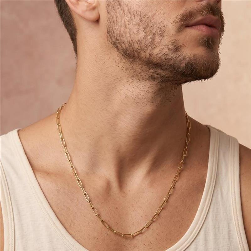 CORRENTE MASCULINA ELOS 70CM FOLHEADA A OURO 18K 
