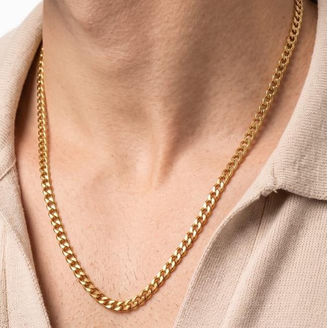 CORRENTE MASCULINA ELOS 60CM FOLHEADA A OURO 18K 
