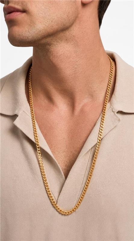 CORRENTE MASCULINA 70CM ELOS FOLHEADA A OURO 18K 