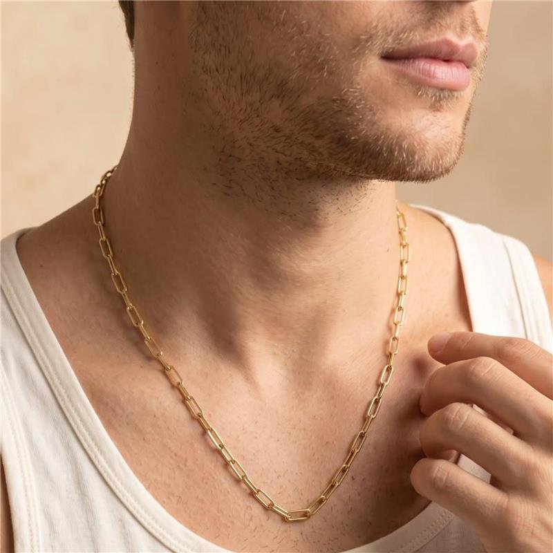 CORRENTE MASCULINA ELOS 60CM FOLHEADA A OURO 18K 