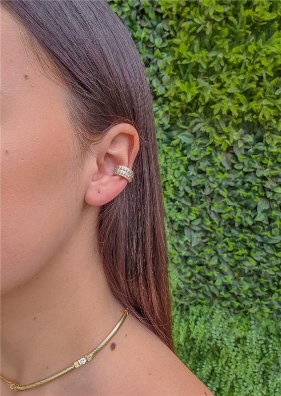 PIERCING FAKE CRAVEJADO COM ZIRCÔNIAS FOLHEADO A OURO 18K