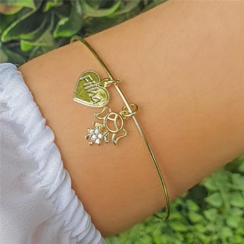 BRACELETE AMOR DE FILHA FOLHEADO A OURO 18K