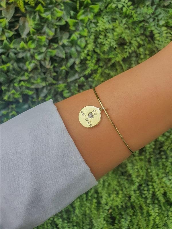 BRACELETE EU AMO SER MÃE FOLHEADO A OURO 18K
